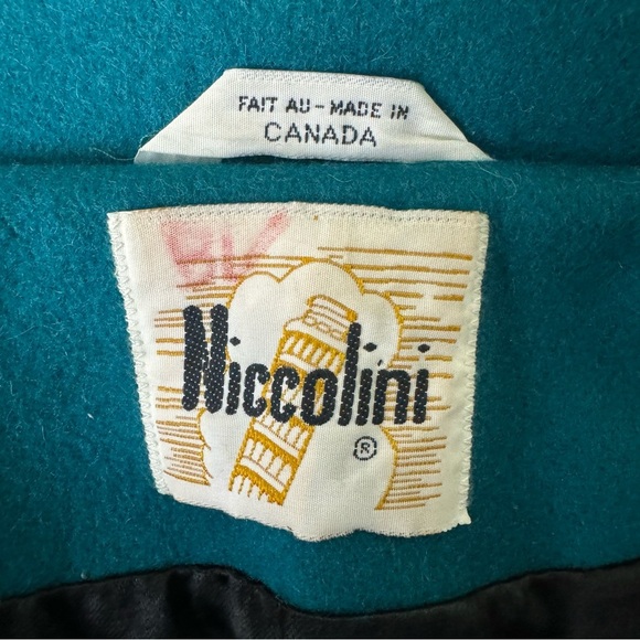 NICCOLINI GREEN WOOL TRENCH COAT VINTAGE EMERALD WINTER COAT 70s WOMAN SIZE 14 - Picture 12 of 17